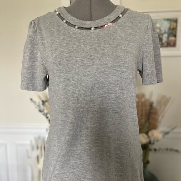 Anthropologie Tops - Anthropologie 9-h15 stcl Grey Casual Top w/Pearl Neckline